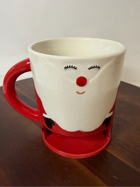 Indigo Santa Cookie Pocket Mug Red Ceramic Christmas